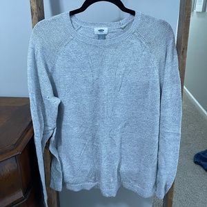 Old Navy grey sweater with slightly open knit shoulders